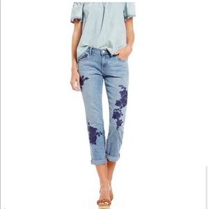 FLASH SALE! True Religion Women Cameron Floral Embroidered Slim Boyfriend Jeans